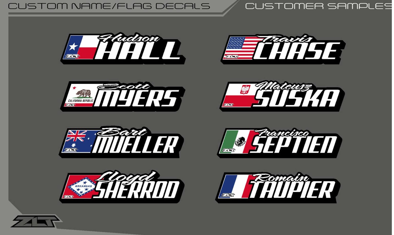Flag Name Decals Archives ZLT Motocross Identification