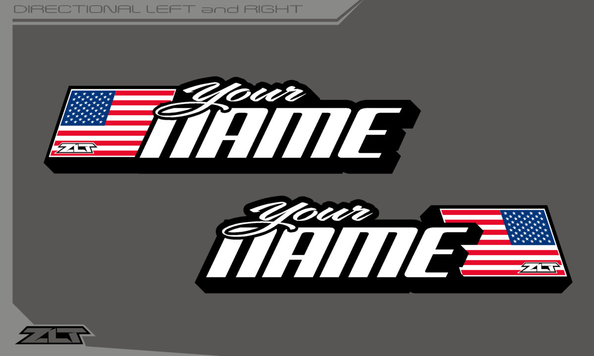 Larger Sizes Flag Name Decal ZLT Motocross Identification