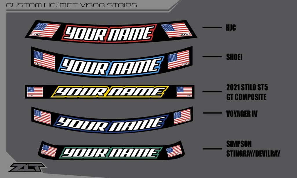 Custom Helmet Visor Strips - ZLT Motocross Identification