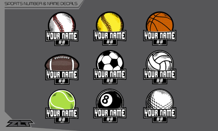 Sports Number and Name Decals